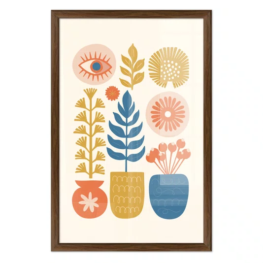 Quadro Decorativo Vasos Botânicos Estilo Modern Heritage