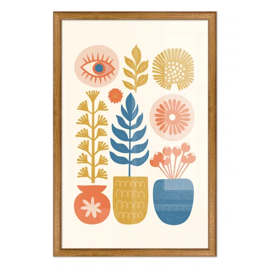 Quadro Decorativo Vasos Botânicos Estilo Modern Heritage