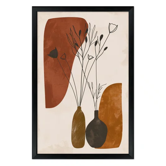 Quadro Decorativo Vasos e Formas Orgânicas Estilo Modern Heritage