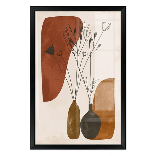 Quadro Decorativo Vasos e Formas Orgânicas Estilo Modern Heritage