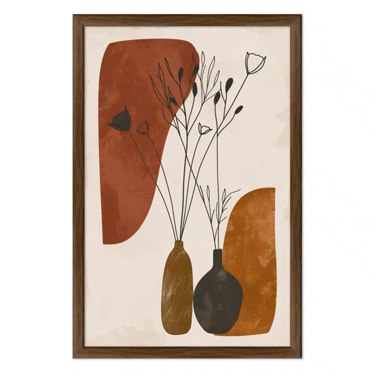 Quadro Decorativo Vasos e Formas Orgânicas Estilo Modern Heritage