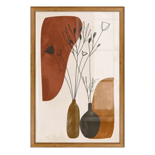 Quadro Decorativo Vasos e Formas Orgânicas Estilo Modern Heritage