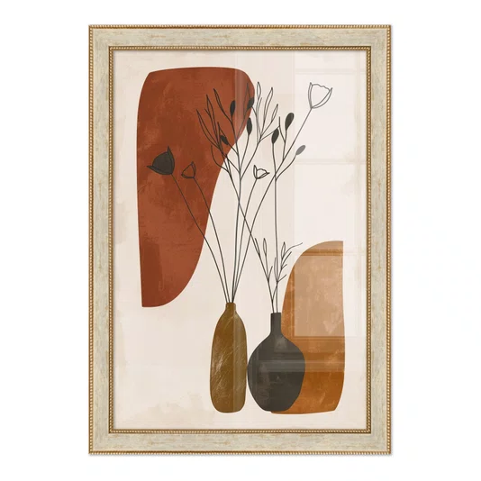 Quadro Decorativo Vasos e Formas Orgânicas Estilo Modern Heritage