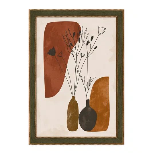 Quadro Decorativo Vasos e Formas Orgânicas Estilo Modern Heritage