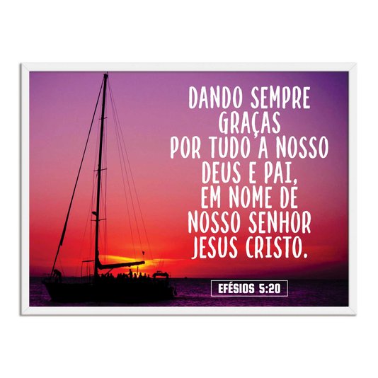 Quadro Decorativo Versículo Bíblico Efésios 5:20
