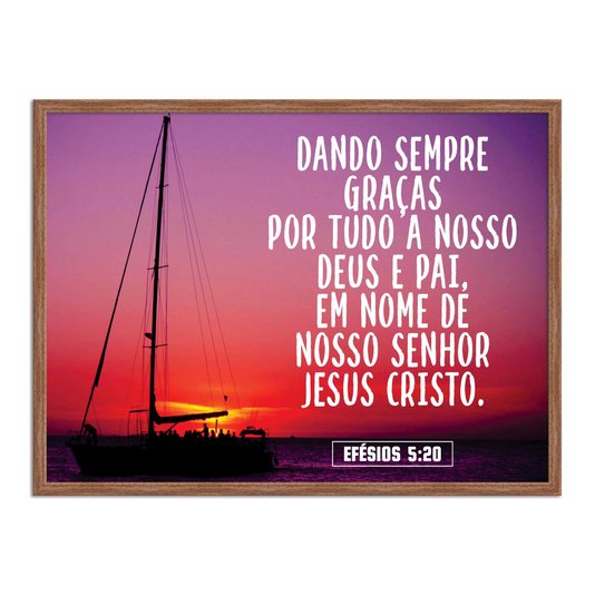 Quadro Decorativo Versículo Bíblico Efésios 5:20