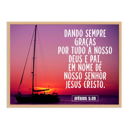 Quadro Decorativo Versículo Bíblico Efésios 5:20