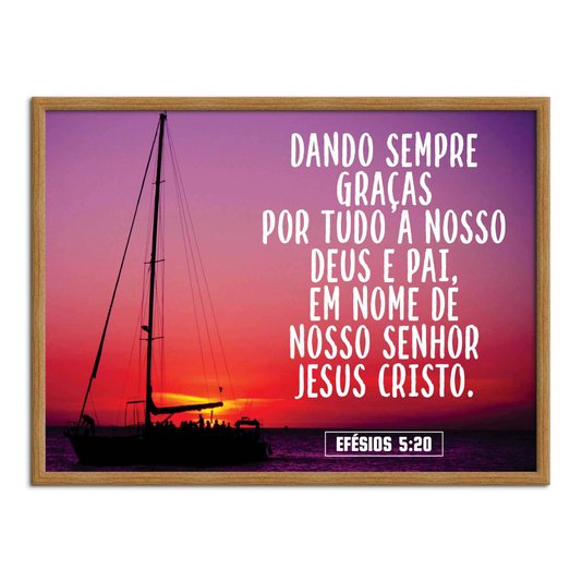 Quadro Decorativo Versículo Bíblico Efésios 5:20