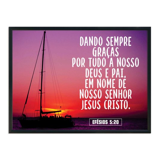 Quadro Decorativo Versículo Bíblico Efésios 5:20