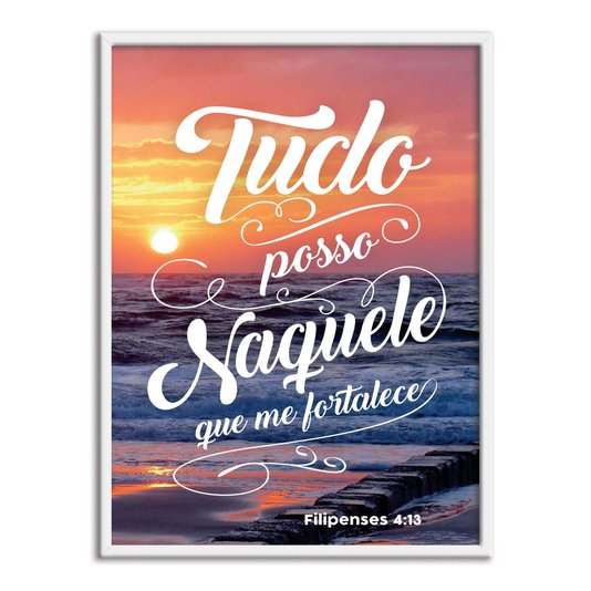 Quadro Decorativo Versículo Bíblico Filipenses 4:13