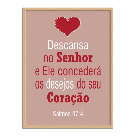Quadro Decorativo Versículo Bíblico Salmos 37:4