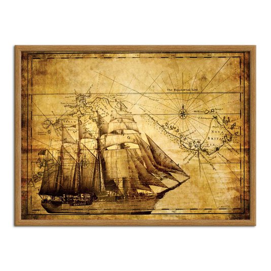 Quadro Decorativo Vintage Navio Rosa dos Ventos