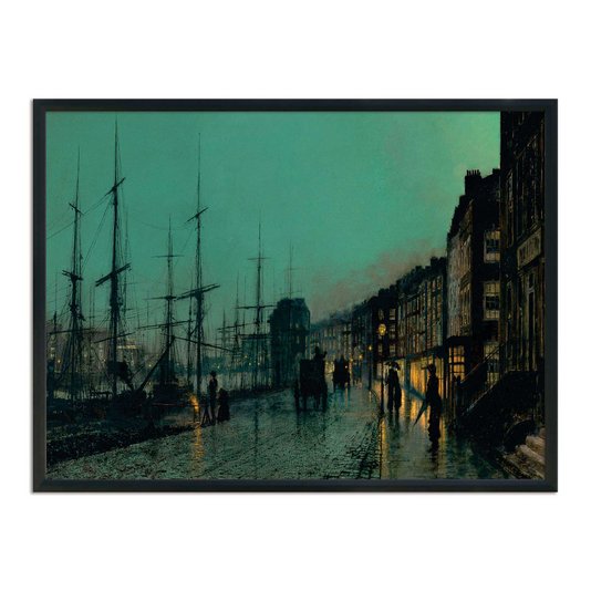 Quadro Decorativo Vintage Paisagem Noturna Cais do Porto