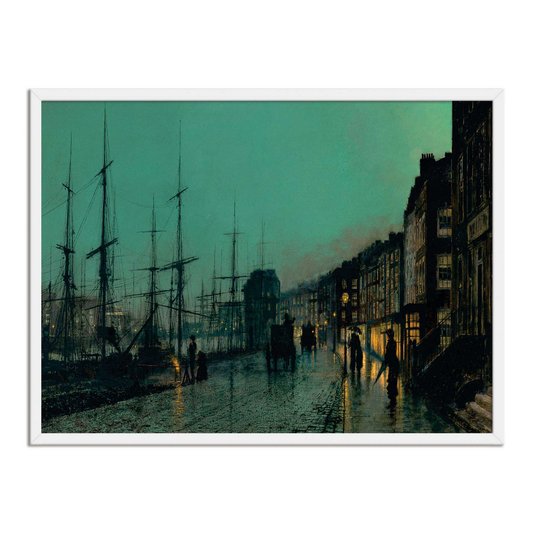 Quadro Decorativo Vintage Paisagem Noturna Cais do Porto