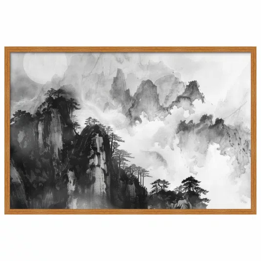 Quadro Decorativo Yama Pintura de Montanha no Estilo Sumiê