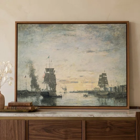 Quadro Em Tela Canvas "A Entrada do Porto de Le Havre" de Eugène Boudin