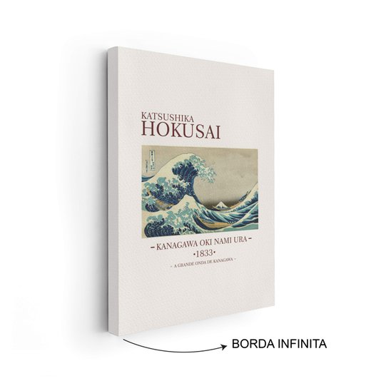 Quadro em Tela Canvas A Grande Onda de Kanagawa de Kathushika Hokusai