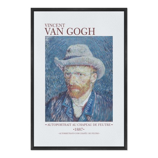 Quadro em Tela Canvas Autorretrato com Chapéu de Feltro de Van Gogh