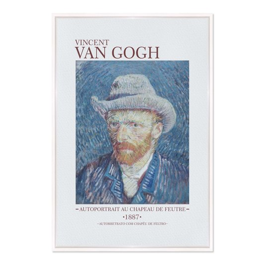 Quadro em Tela Canvas Autorretrato com Chapéu de Feltro de Van Gogh