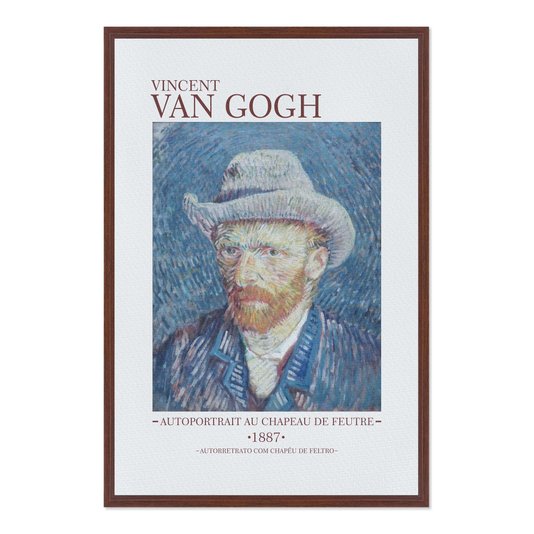 Quadro em Tela Canvas Autorretrato com Chapéu de Feltro de Van Gogh