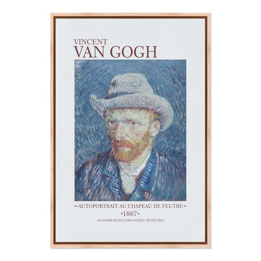 Quadro em Tela Canvas Autorretrato com Chapéu de Feltro de Van Gogh
