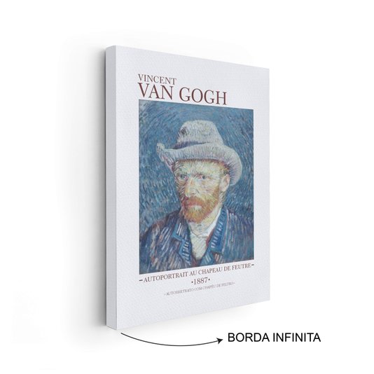 Quadro em Tela Canvas Autorretrato com Chapéu de Feltro de Van Gogh