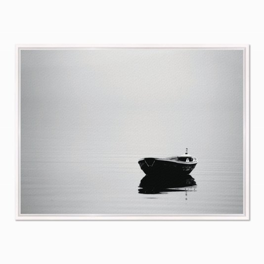 Quadro em Tela Canvas Barco à Deriva Preto e Branco