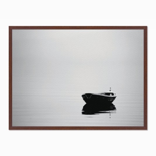 Quadro em Tela Canvas Barco à Deriva Preto e Branco