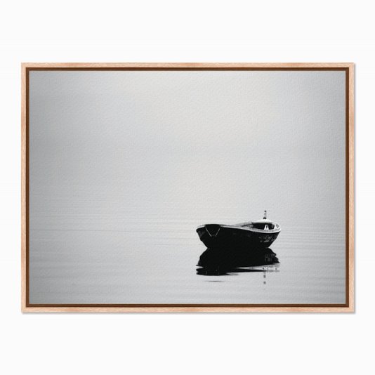 Quadro em Tela Canvas Barco à Deriva Preto e Branco
