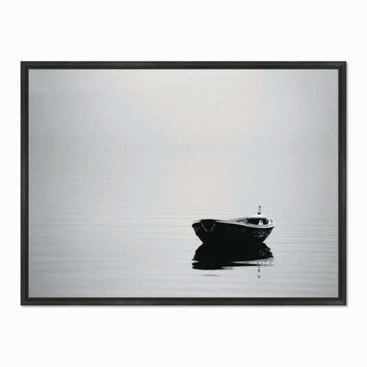 Quadro em Tela Canvas Barco à Deriva Preto e Branco