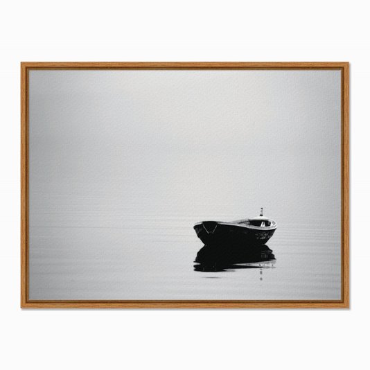 Quadro em Tela Canvas Barco à Deriva Preto e Branco