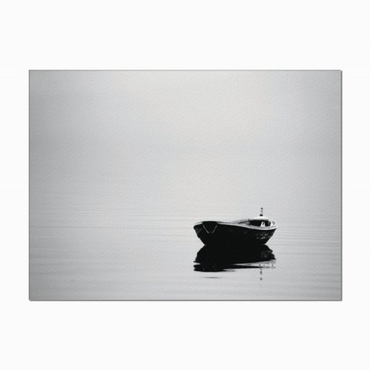 Quadro em Tela Canvas Barco à Deriva Preto e Branco