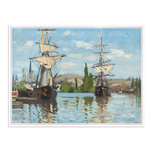 Quadro Em Tela Canvas "Barcos no Sena em Ruão" de Claude Monet