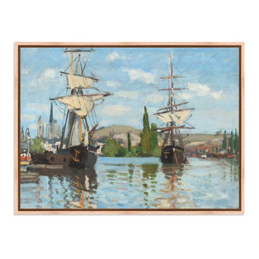 Quadro Em Tela Canvas "Barcos no Sena em Ruão" de Claude Monet