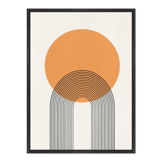 Quadro Em Tela Canvas Bauhaus Círculo Laranja E Curvas