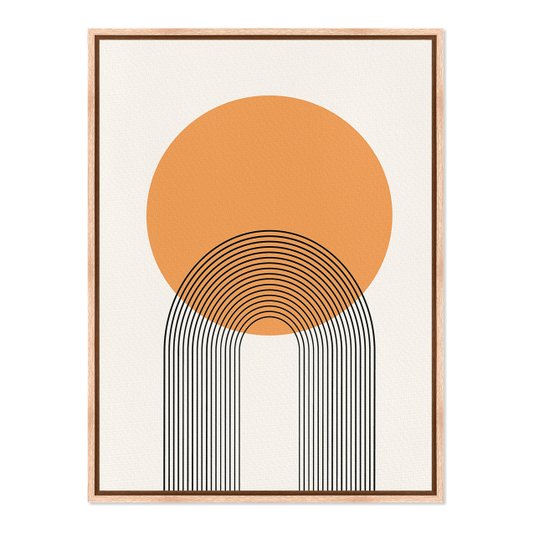 Quadro Em Tela Canvas Bauhaus Círculo Laranja E Curvas