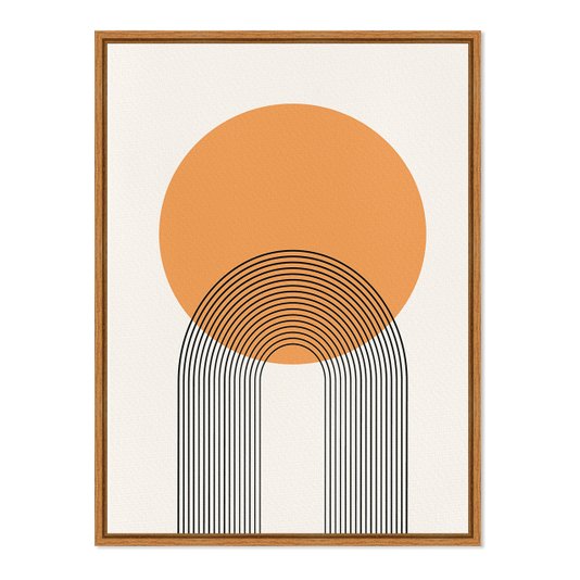 Quadro Em Tela Canvas Bauhaus Círculo Laranja E Curvas