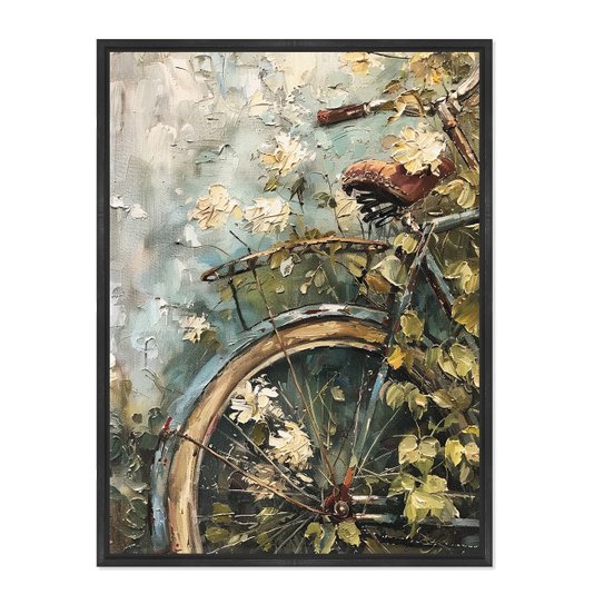 Quadro Em Tela Canvas Bicicleta Pintura Texturizada Vintage Farmhouse