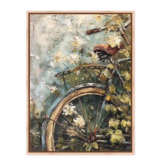 Quadro Em Tela Canvas Bicicleta Pintura Texturizada Vintage Farmhouse