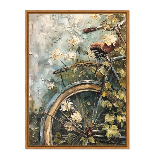 Quadro Em Tela Canvas Bicicleta Pintura Texturizada Vintage Farmhouse