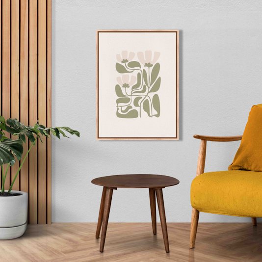 Quadro Em Tela Canvas Botânica Abstrata Estilo Japandi