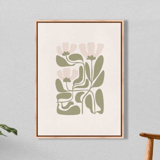 Quadro Em Tela Canvas Botânica Abstrata Estilo Japandi