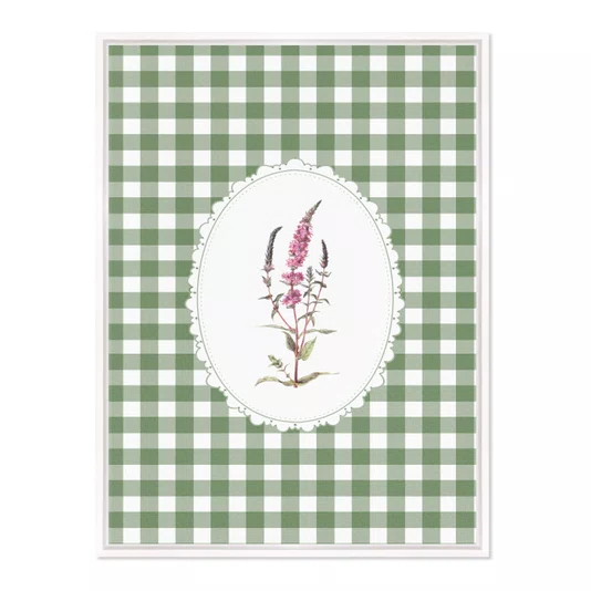Quadro Em Tela Canvas Botânica Com Xadrez Verde Estilo Modern Heritage