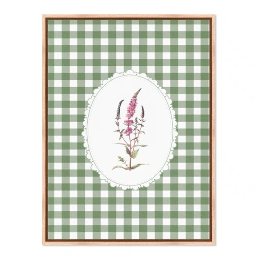 Quadro Em Tela Canvas Botânica Com Xadrez Verde Estilo Modern Heritage