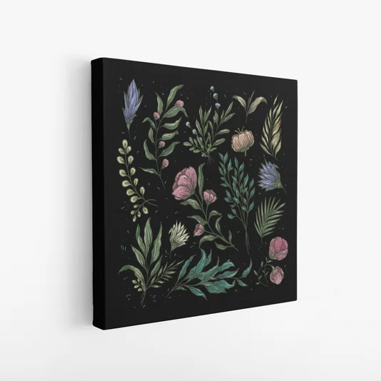 Quadro Em Tela Canvas Botânica Dark Moody Estilo Modern Heritage