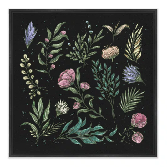 Quadro Em Tela Canvas Botânica Dark Moody Estilo Modern Heritage