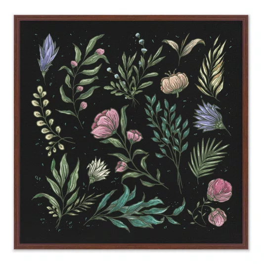 Quadro Em Tela Canvas Botânica Dark Moody Estilo Modern Heritage