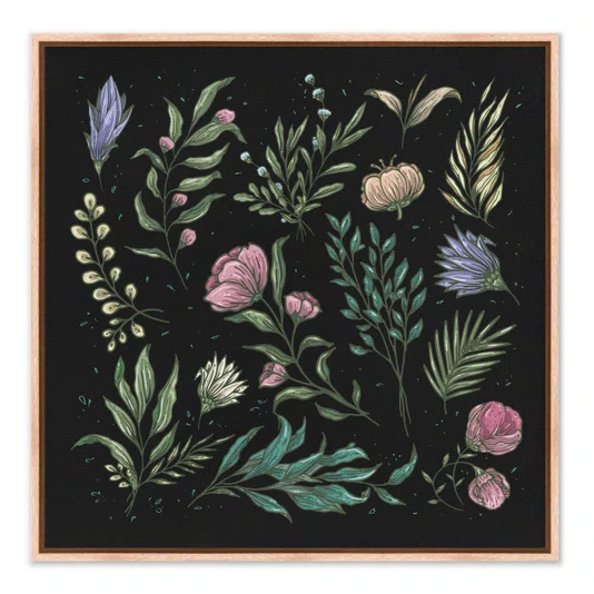 Quadro Em Tela Canvas Botânica Dark Moody Estilo Modern Heritage