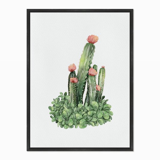 Quadro em Tela Canvas Cactus com Flores