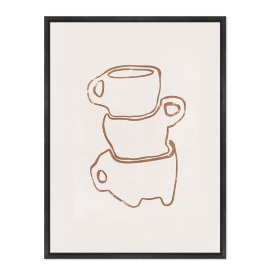 Quadro Em Tela Canvas Canecas De Café Assimétricas Estilo Japandi